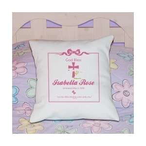    Personalized Baptism Christening Baby Throw Pillow Pink Baby