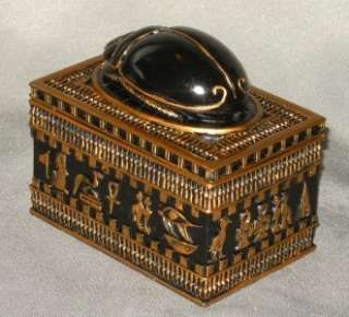 EGYPTIAN BLACK SCARAB TRINKET JEWELRY BOX   VERY NICE  