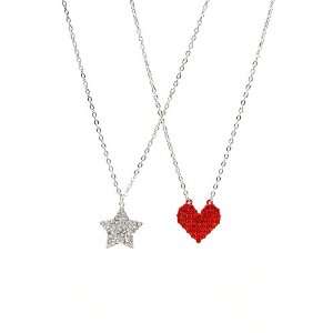 Star And Heart Bling Best Friend Necklaces Jewelry