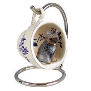 Cairn Terrier Blue Tea Cup Dog Ornament   Brindle