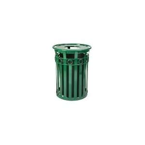   Outdoor Flat Bar Trash Can w/ Flat Top Lid, Green: Home & Kitchen