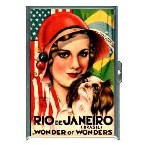 RIO BRAZIL 1940s GIRL & DOG ID Holder, Cigarette Case or Wallet MADE 