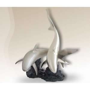 Shark Pair Silver Plated Sculpture:  Home & Kitchen