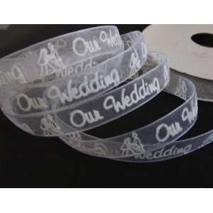 25 yards Spool/Roll White Organza Sheer 3/8 Craft Ribbon Our Wedding 