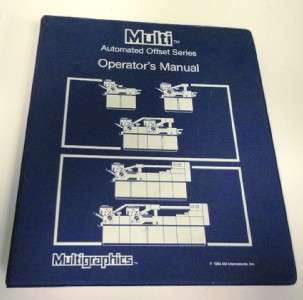 AM Multigraphics Mulit Automated Offset Series Operators Manual 2975S 