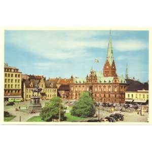   Postcard Square and St. Peters Church   Malmo Sweden 