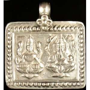  Sterling Lakshmi and Ganesha Pendant   Sterling Silver 
