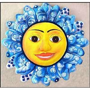  Miss Sunny   Blue & White Sun Decorative Metal Art: Home 
