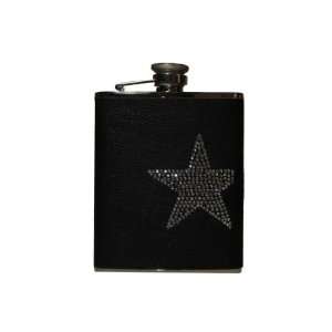  BBI Black Leather Rhinestone Star Flask: Kitchen & Dining
