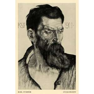   Drawing Study Man Beard Sketch Face Germany   Original Halftone Print