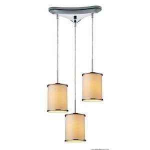 Fabrique 3 Light Drum Pendant In Polished Chrome With Textured Beige 