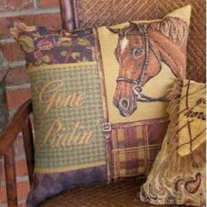   GONE RIDIN rider horse ACCENT PILLOW throw bed decor: Home & Kitchen