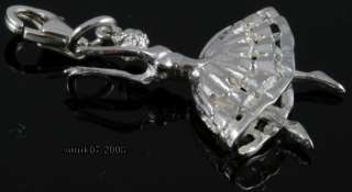 925 Sterling Silver Dancer Ballerina Charm Clasp New  
