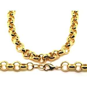 Belcher Chain Necklace   24 k Gold Plated   Mens   10mm, 24 Hip Hop 