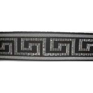  Black and Metallic Silver Greek Key Ribbon Trim 1 Inch By 
