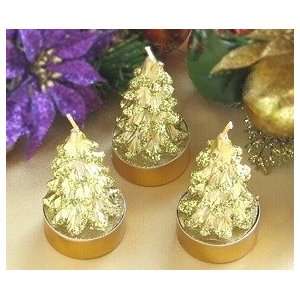  Gold Christmas Tree Tea Light Candles (box of 6 candles 