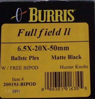 Burris Fullfield ll 6.5 20x50mm Rifle Scope Balis *NIB*  