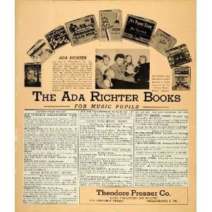   Presser Ada Richter Books Piano Music   Original Print Ad Home