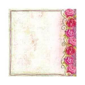  Art Stitched Mulberry Paper 12 Inch by 12 Inch, Romance 