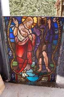Fine Older Stained Glass Window Baptism of Jesus +  