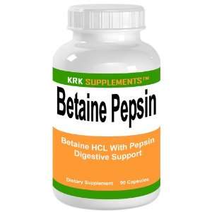 Betaine Pepsin Betaine HCL 350mg Pepsin Enzyme 100mg 90 capsules KRK 