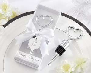   Elegant Chrome Heart Bottle Stopper Bridal Shower Wedding Wine Favors