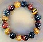 12mm Colorful Tigers Eye Round Bracelet Beads  
