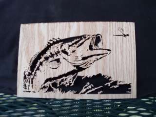 SCROLL SAW ART BASS AND DRAGONFLY LEFT  