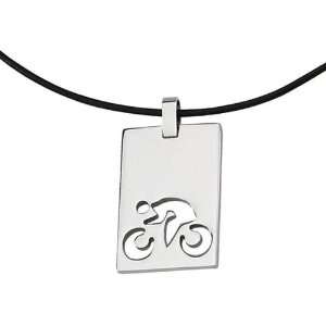  Stainless Steel Bicyclist Cut Out Pendant Jewelry