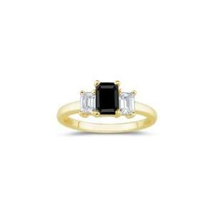   Three Stone Black & White Diamond Ring in 14K Yellow Gold 3.0: Jewelry