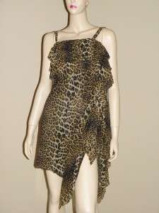 Size XS Leopard print Camisole neckline Three layer ruffled bodice 