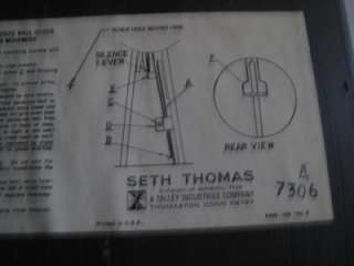 Vintage Seth Thomas Clock Brookfield Model E 530 A208 Movement Banjo 
