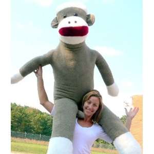  Giant New 6 feet tall Big Plush Sock Monkey Gray Color 
