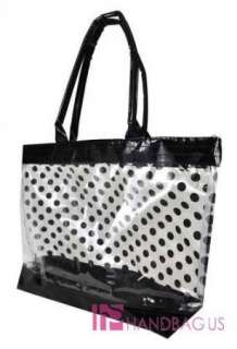   POLKA DOT CLEAR Transparent Jelly Beach Tote Bag Purse Handbag  