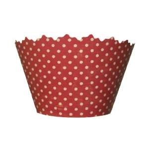  Candy Cane Red & Pink Polka Dot Cupcake Wrapper   Set of 