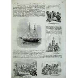  1857 Slave Schooner Ship Fort Agusta Port Royal Print 