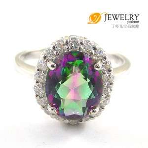 LUXURY 2.5ct Mystic Topaz Ring 925 Sterling Silver  
