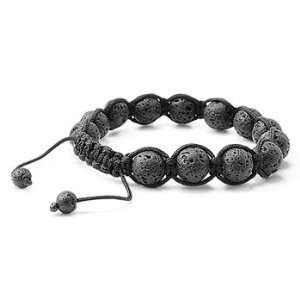  Lava Rock & Black String Shamballa Bracelet 10MM: Jewelry