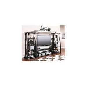  60 TV Console Entertainment Center in Black and Silver 