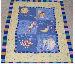 Hey Diddle Diddle Nursery Rhyme Baby Quilt Panel Fabric  