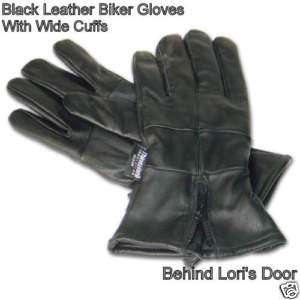 XLarge Leather MOTORCYCLE Biker Riding Wide Cuff GLOVE  