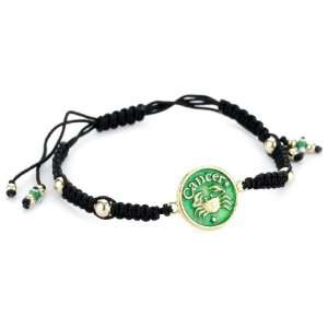 Blee Inara Cancer Green Enamel Horoscope Adjustable Macramé Bracelet