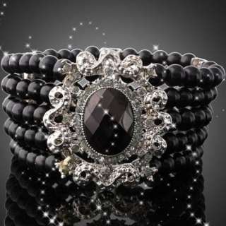 Victoria Style Black Crystal Fashion Bangle Bracelet  