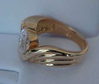   BRILLIANT cut Signity cz SOLITAIRE Textured Bypass WAVE Band Ring Sz6