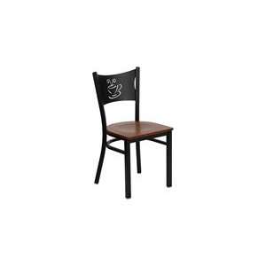   Coffee Back Metal Restaurant Chair   Cherry Wood Seat