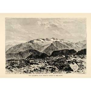  1882 Wood Engraving Pico de la Maladetta Mountain Posets Summit 