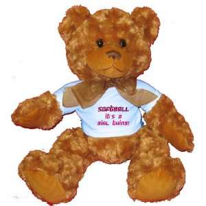   its a girl thing! Plush Teddy Bear with BLUE T Shirt: Toys & Games