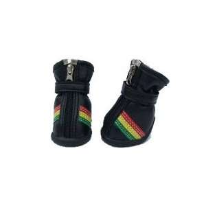  Fashion Stripe Dog Shoes in Black, Red, Yellow and Green 