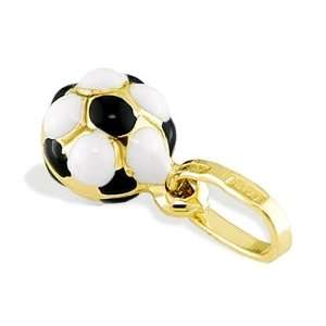  ITALIAN 14k Yellow Small Gold Soccer Ball Pendant Charm 