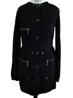 NEW! Kensie Girl French Terry Coat Jacket Cotton Black W Metelic 